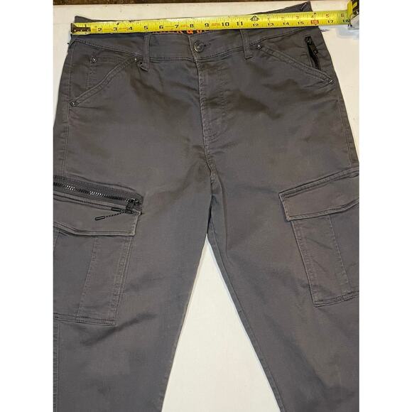 Jack & Jones Gray Tapered Cargo Pants Men 32 Stretch Utility Workwear Streetwear - Picture 4 of 12
